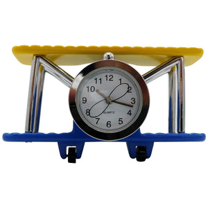Blue and Yellow Biplane Desk Clock - Pilot Toys