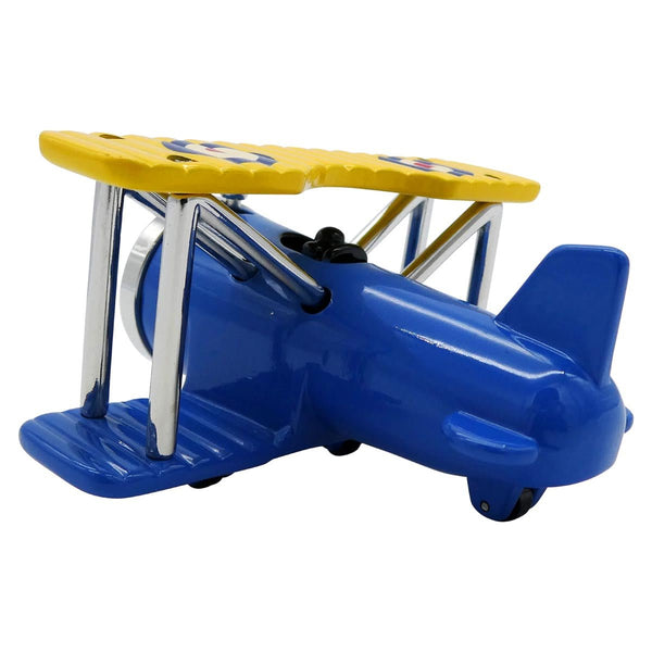 Blue and Yellow Biplane Desk Clock - Pilot Toys