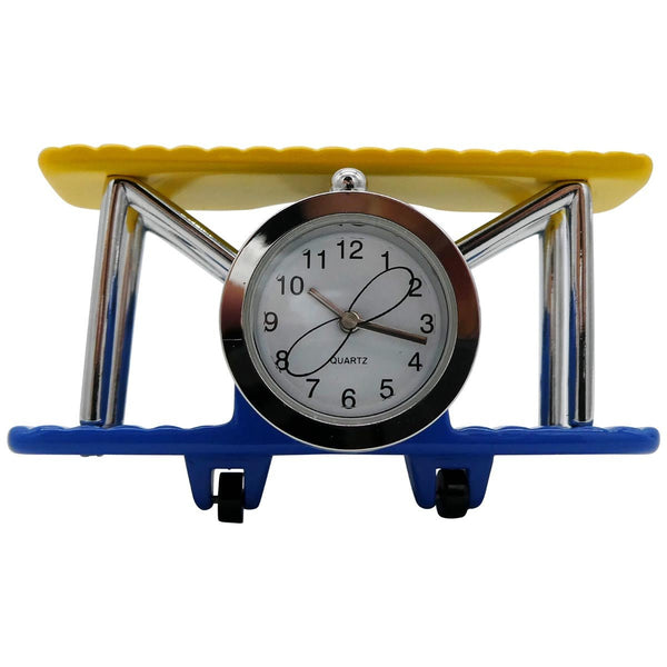 Blue and Yellow Biplane Desk Clock - Pilot Toys