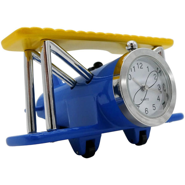Blue and Yellow Biplane Desk Clock - Pilot Toys