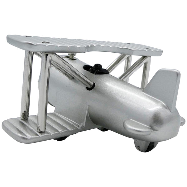 Silver Biplane Desk Clock - Pilot Toys