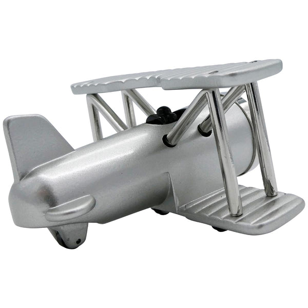 Silver Biplane Desk Clock - Pilot Toys