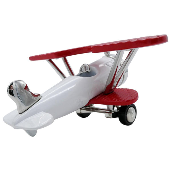 White and Red Biplane Desk Clock - Pilot Toys