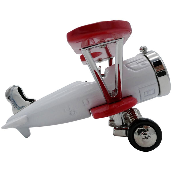 White and Red Biplane Desk Clock - Pilot Toys